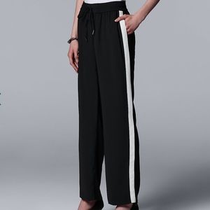 NWT Simply Vera Wang Side-Stripe Wide Leg Pant L